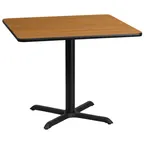 image of Flash Furniture XU-NATTB-3636-T3030-GG 36x36 Square Pedestal Dining Table, 31-1/8H, Natural Laminate Finish, MDF Top, Black PVC Edge