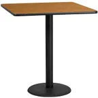 image of Flash Furniture XU-NATTB-4242-TR24B-GG 42x42 Square Bar Height Table, Natural Laminate, 43-1/8H, MDF Top, Black PVC Edge
