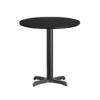 image of Flash Furniture XU-RD-24-BLKTB-T2222-GG 24" Round Black Laminate Dining Table, Pedestal Base, MDF Top, 31-1/8"H