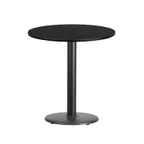 image of Flash Furniture XU-RD-24-BLKTB-TR18-GG 24" Round Black Laminate Dining Table, Pedestal Base, 31.1"H