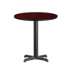 image of Flash Furniture XU-RD-24-MAHTB-T2222-GG 24" Round Mahogany Laminate Dining Table, Pedestal Base, Black PVC Edge