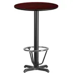 image of Flash Furniture XU-RD-24-MAHTB-T2222B-3CFR-GG 24" Round Mahogany Bar Height Table, MDF Top, Black PVC Edge, 43-1/8"H