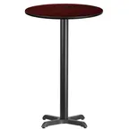 image of Flash Furniture XU-RD-24-MAHTB-T2222B-GG 24" Round Bar Height Table, Mahogany Laminate, Black PVC Edge, 43-1/8"H