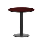 image of Flash Furniture XU-RD-24-MAHTB-TR18-GG 24" Round Mahogany Laminate Dining Table, Pedestal Base, Black PVC Edge