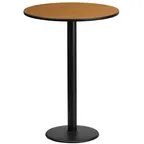 image of Flash Furniture XU-RD-24-NATTB-TR18B-GG 24" Round Bar Height Table, Natural Laminate Finish, 43-1/8"H