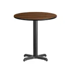 image of Flash Furniture XU-RD-24-WALTB-T2222-GG 24" Round Pedestal Dining Table, Walnut Laminate, Black PVC Edge, 31-1/8"H
