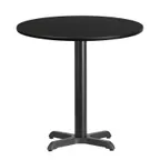 image of Flash Furniture XU-RD-30-BLKTB-T2222-GG 30" Round Black Laminate Dining Height Table, Pedestal Base, MDF Top