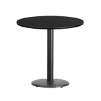image of Flash Furniture XU-RD-30-BLKTB-TR18-GG 30" Round Black Laminate Dining Table, Pedestal Base, MDF Top, 18" Dia. Cast Iron Column