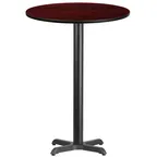 image of Flash Furniture XU-RD-30-MAHTB-T2222B-GG 30" Round Bar Height Table, Mahogany Finish, 43-1/8"H, MDF Top, Four Point Base