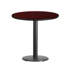 image of Flash Furniture XU-RD-30-MAHTB-TR18-GG Round Pedestal Dining Table, 30" Dia., Mahogany Laminate, Black PVC Edge, 18" Base