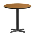image of Flash Furniture XU-RD-30-NATTB-T2222-GG 30" Round Pedestal Dining Table, Natural Laminate Top, Black PVC Edge, 31-1/8"H