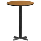 image of Flash Furniture XU-RD-30-NATTB-T2222B-GG 30" Round Bar Height Table, Natural Laminate, Black PVC Edge, 43-1/8"H