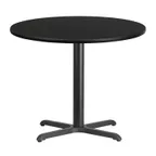image of Flash Furniture XU-RD-36-BLKTB-T3030-GG 36" Round Black Laminate Dining Table, Pedestal Base, 30" Column Height