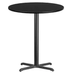 image of Flash Furniture XU-RD-36-BLKTB-T3030B-GG 36" Round Black Laminate Bar Height Table, 43-1/8"H, PVC Edge, Commercial Grade