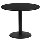 image of Flash Furniture XU-RD-36-BLKTB-TR24-GG 36" Round Black Laminate Dining Table, Pedestal Base, MDF Top, 31-1/8"H