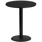 image of Flash Furniture XU-RD-36-BLKTB-TR24B-GG 36" Round Bar Height Table, Black Laminate Top, PVC Edge, 24" Round Base