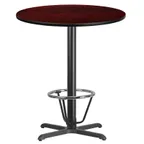 image of Flash Furniture XU-RD-36-MAHTB-T3030B-3CFR-GG 36" Round Bar Height Table, Mahogany Laminate, Black PVC Edge, 43"H