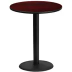image of Flash Furniture XU-RD-36-MAHTB-TR24B-GG 36" Round Mahogany Bar Height Table, MDF Top, Black PVC Edge, 24" Base