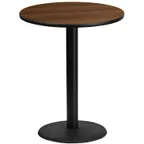 image of Flash Furniture XU-RD-36-WALTB-TR24B-GG 36" Round Walnut Laminate Bar Height Table, 43-1/8"H, MDF Top, Black PVC Edge