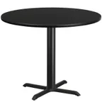 image of Flash Furniture XU-RD-42-BLKTB-T3333-GG 42" Round Black Laminate Dining Table, Pedestal Base, 31-1/8"H