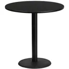 image of Flash Furniture XU-RD-42-BLKTB-TR24B-GG 42" Round Bar Height Table, Black Laminate Top, PVC Edge, 24" Cast Iron Base
