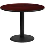 image of Flash Furniture XU-RD-42-MAHTB-TR24-GG 42" Round Mahogany Laminate Dining Table, Pedestal Base, MDF Top, Black PVC Edge