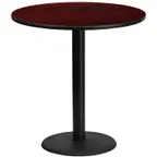 image of Flash Furniture XU-RD-42-MAHTB-TR24B-GG 42" Round Mahogany Bar Height Table, MDF Top, Black PVC Edge, 24" Base