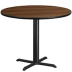 image of Flash Furniture XU-RD-42-WALTB-T3333-GG 42" Round Walnut Laminate Dining Table, 31.1"H, Pedestal Base, Black PVC Edge