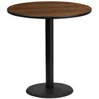 image of Flash Furniture XU-RD-42-WALTB-TR24B-GG 42" Round Walnut Bar Height Table, MDF Top, Black PVC Edge, 24" Base