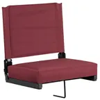 image of Flash Furniture XU-STA-M-GG Padded Seat, Maroon Canvas, Aluminum Frame, 500 lb, Foldable, Handle, Rubber Bottom