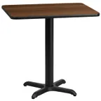 image of Flash Furniture XU-WALTB-2430-T2222-GG 30"W Rectangular Walnut Dining Table, Pedestal Base, MDF Top, Black PVC Edge
