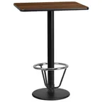 image of Flash Furniture XU-WALTB-2430-TR18B-3CFR-GG 30"W Walnut Bar Height Table, Rectangular, MDF Top, Black PVC Edge, 43"H