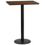 image of Flash Furniture XU-WALTB-2430-TR18B-GG 30x24 Walnut Bar Height Table, MDF Top, Round Base