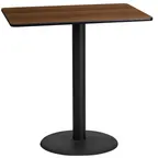 image of Flash Furniture XU-WALTB-2442-TR24B-GG 42"W Walnut Bar Height Table, MDF Top, Round Base