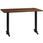 image of Flash Furniture XU-WALTB-3048-T0522-GG 48"W x 30"D Rectangular Walnut Laminate Dining Table, Pedestal Base, MDF Top, Black PVC Edge