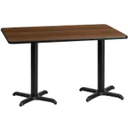 image of Flash Furniture XU-WALTB-3060-T2222-GG 60"W Rectangular Dining Table, Walnut Laminate, Black PVC Edge, 30"H