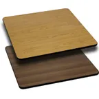 image of Flash Furniture XU-WNT-4242-GG 42x42 Square Laminate Table Top, Reversible Natural/Walnut Finish, T-Mold Edge