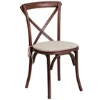 image of Flash Furniture XU-X-MAH-NTC-GG Hercules Series Stackable Chair, 400 lb, Criss Cross Back, Ash Wood Seat & Frame, Mahogany Finish