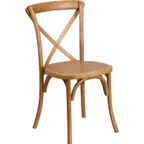 image of Flash Furniture XU-X-OAK-GG Hercules Series Stackable Chair, 400 lb. Capacity, Criss Cross Back, Ash Wood Seat and Oak Finish