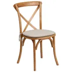 image of Flash Furniture XU-X-OAK-NTC-GG Hercules Series Stackable Chair, 400 lb, Criss Cross Back, Ash Wood Seat, Oak Finish