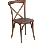 image of Flash Furniture XU-X-PEC-GG Hercules Series Stackable Chair, 400 lb, Criss Cross Back, Ash Wood, Pecan Finish