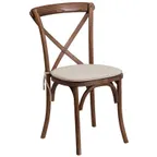 image of Flash Furniture XU-X-PEC-NTC-GG Hercules Series Stackable Chair, 400 lb, Criss Cross Back, Ash Wood with Pecan Finish