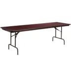 image of Flash Furniture YT-3096-HIGH-WAL-GG Folding Table, 96"W x 30"D x 30"H, Mahogany Laminate Top, Steel Pedestal Legs, Commercial Use