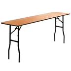 image of Flash Furniture YT-WTFT18X72-TBL-GG Folding Training Table, 72"W x 18"D x 30-1/4"H, 3/4" Plywood Top, Black PVC Edge, 265 lbs, Rectangular Seminar Table