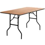image of Flash Furniture YT-WTFT30X60-TBL-GG Folding Banquet Table, 60"W x 30"D x 30-1/4"H, 485 lbs, Rectangular Plywood Top, Black PVC Edge, Steel Legs