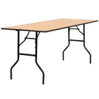image of Flash Furniture YT-WTFT30X72-TBL-GG Folding Banquet Table, 72"W x 30"D x 30-1/4"H, Plywood Top, 551 lbs, Rectangular, Black PVC Edge