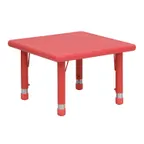 image of Flash Furniture YU-YCX-002-2-SQR-TBL-RED-GG 24" Square Preschool Activity Table, 220 lb, Red Plastic Top, Adjustable Height