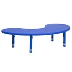 image of Flash Furniture YU-YCX-004-2-MOON-TBL-BLUE-GG Preschool Activity Table, 65"W, Blue Plastic Top, Adjustable Height 14.5"-23.75", 220 lbs Capacity