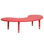 image of Flash Furniture YU-YCX-004-2-MOON-TBL-RED-GG Preschool Activity Table, 65"W x 35"D, Red Plastic Top, 220 lbs Capacity