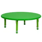 image of Flash Furniture YU-YCX-005-2-ROUND-TBL-GREEN-GG 45" Round Preschool Activity Table, Adjustable Height 14.5-23.75", Green Plastic Top
